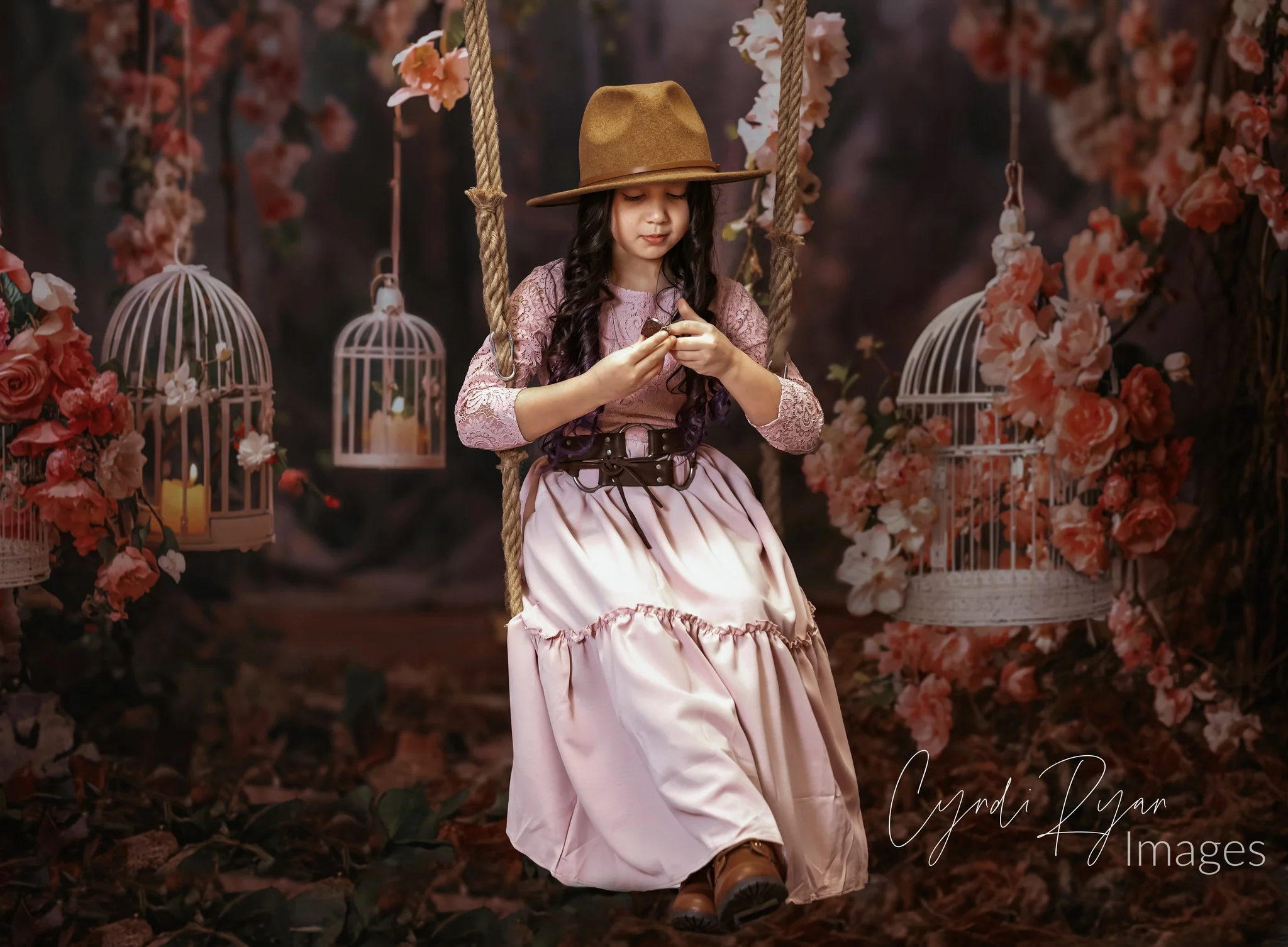 Kate Valentine's Day Pink Rose Birdcage Backdrop Designed by Emetselch - Image 7