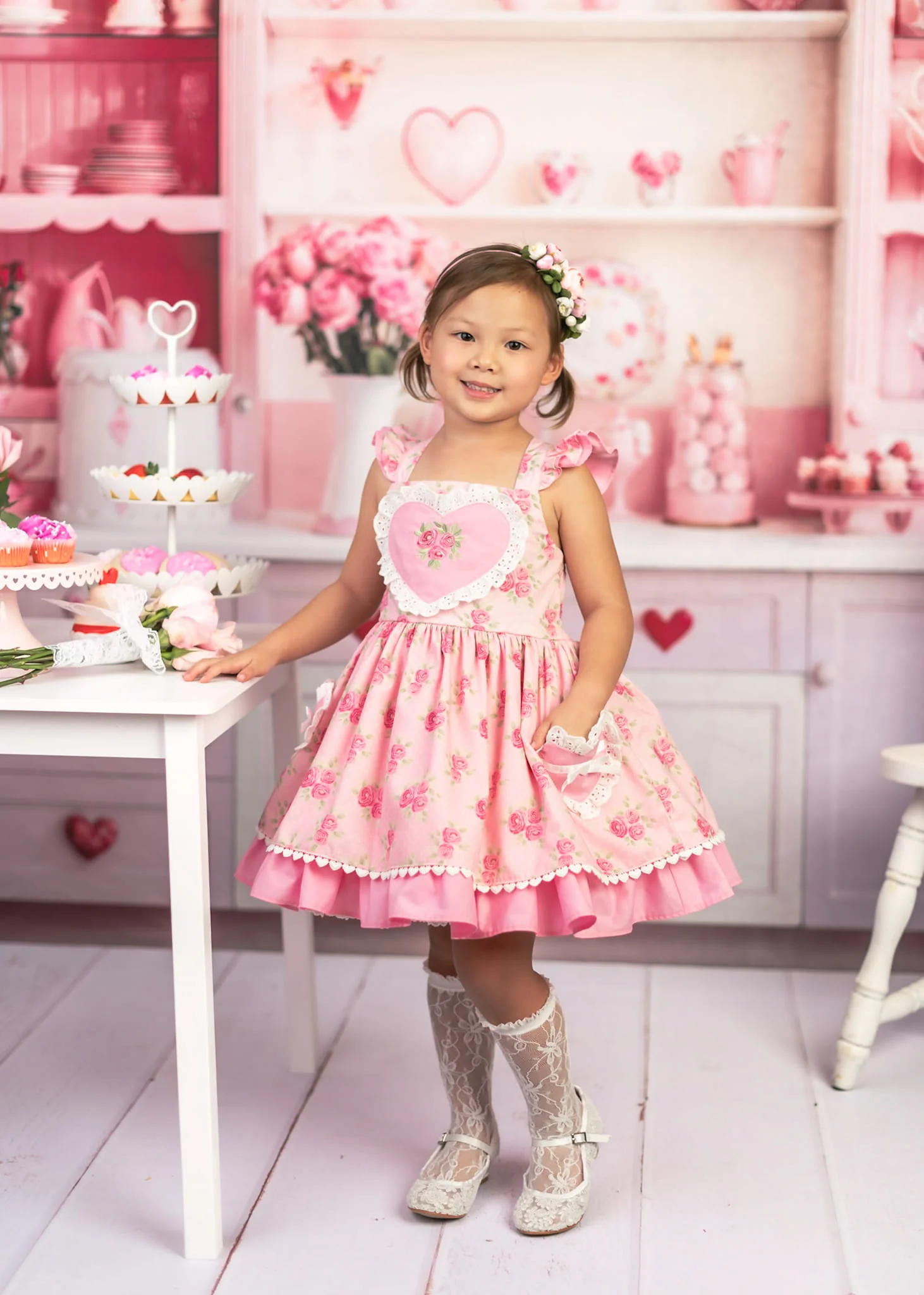 Kate Valentine's Day Pink Sweet Kitchen Backdrop Designed by Emetselch - Image 4