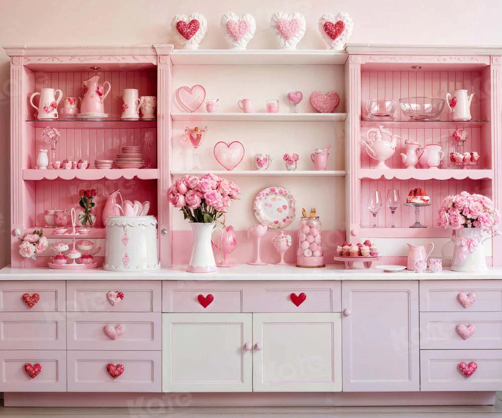 Kate Valentine's Day Pink Sweet Kitchen Backdrop Designed by Emetselch - Image 6
