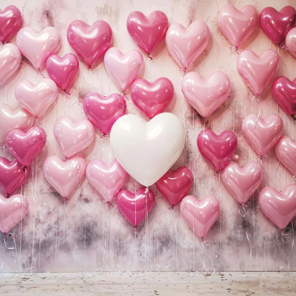 Kate Valentine's Day Pink White Love Heart Balloon Backdrop Designed by Emetselch - Image 2