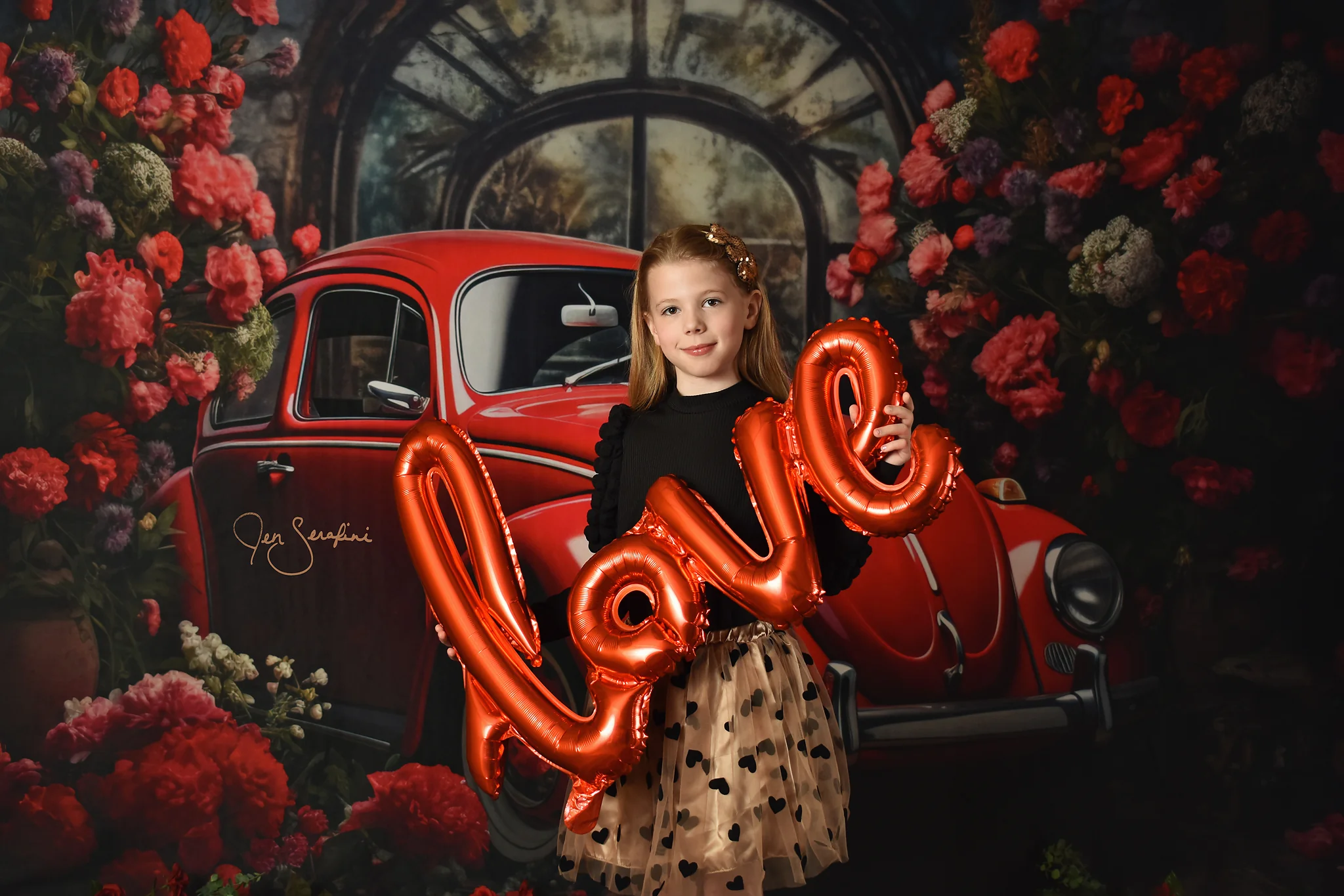Kate Valentine's Day Red Car Backdrop Designed by Patty Robert - Image 4