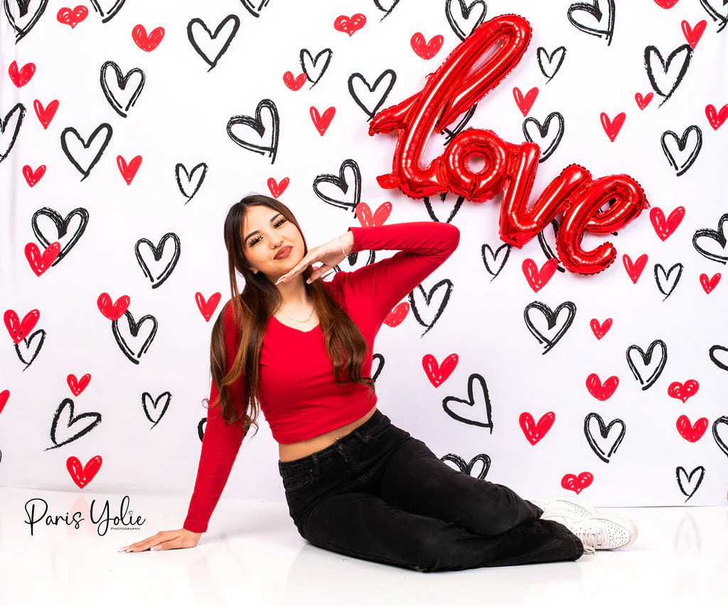 Kate Valentine's Day Red Hearts Backdrop for Photography - Image 3