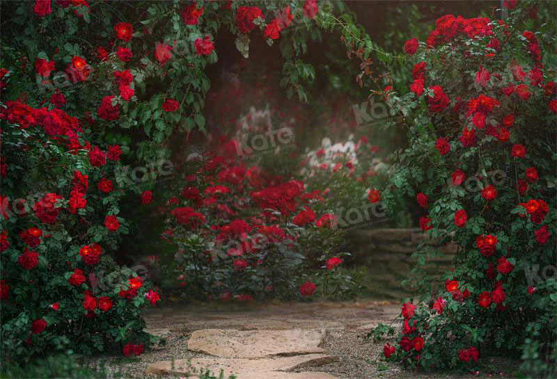 Kate Valentine's Day Backdrop Retro Flower Garden for Photography - Image 2