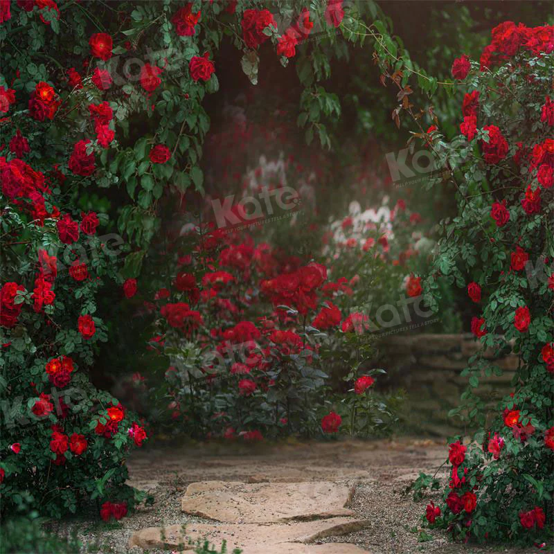 Kate Valentine's Day Backdrop Retro Flower Garden for Photography - Image 4