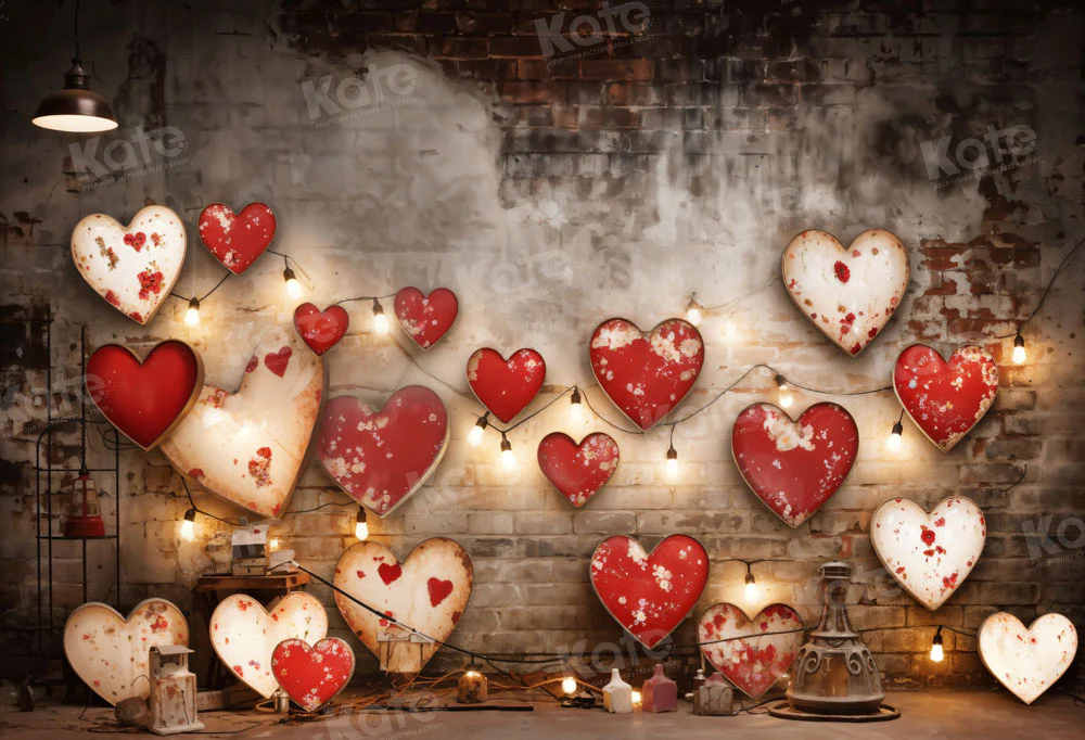 Kate Valentine's Day Retro Lamp Wall Love Backdrop Designed by Emetselch - Image 2
