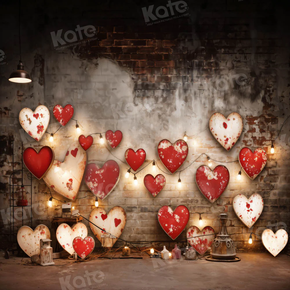 Kate Valentine's Day Retro Lamp Wall Love Backdrop Designed by Emetselch - Image 7