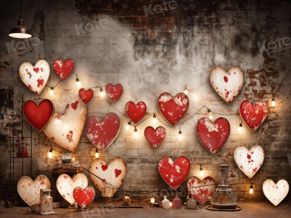 Kate Valentine's Day Retro Lamp Wall Love Backdrop Designed by Emetselch - Image 8