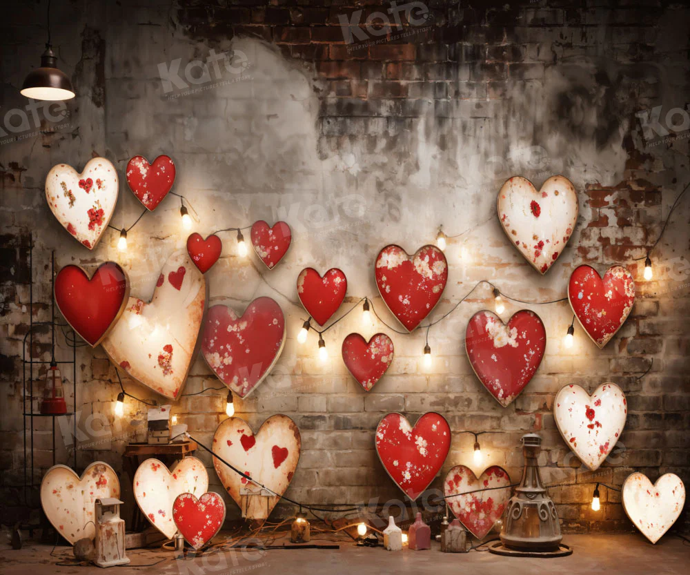 Kate Valentine's Day Retro Lamp Wall Love Backdrop Designed by Emetselch - Image 9