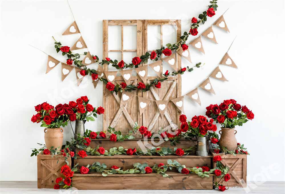 Kate Valentine's Day Rose Barn Door Backdrop Designed by Emetselch - Image 2