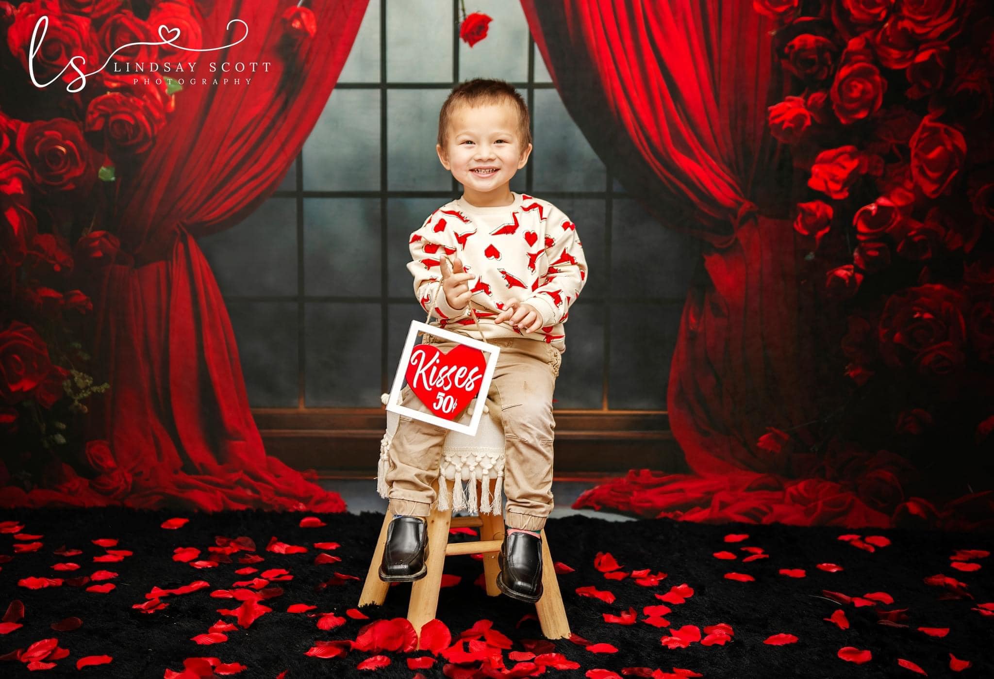 Kate Valentine's Day Rose Curtains Fleece Backdrop Designed by Mini MakeBelieve - Image 3