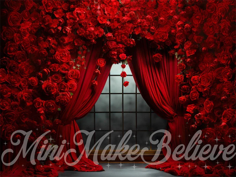 Kate Valentine's Day Rose Curtains Fleece Backdrop Designed by Mini MakeBelieve - Image 7
