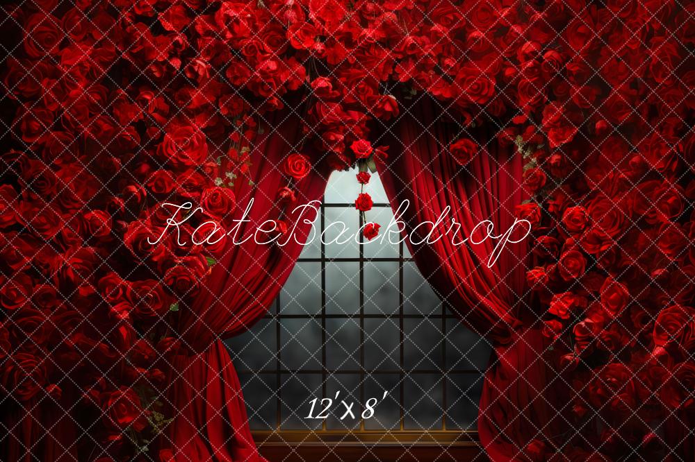 Kate Valentine's Day Rose Curtains Fleece Backdrop Designed by Mini MakeBelieve - Image 8