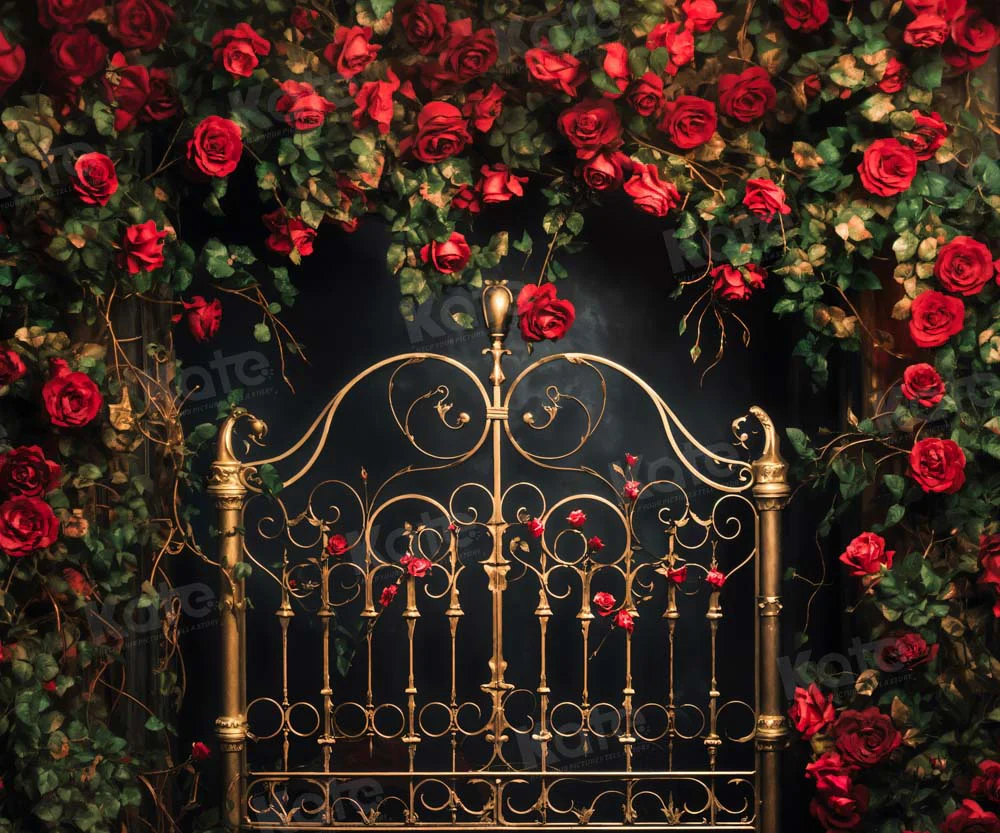 Kate Valentine's Day Rose Golden Headboard Boudoir Backdrop Designed by Emetselch - Image 3