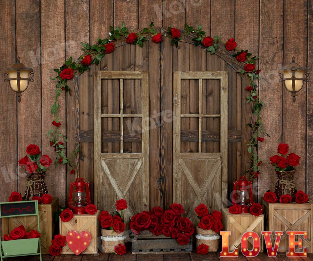 Kate Valentine's Day Rose Romance Barn Door Backdrop Designed by Emetselch - Image 3