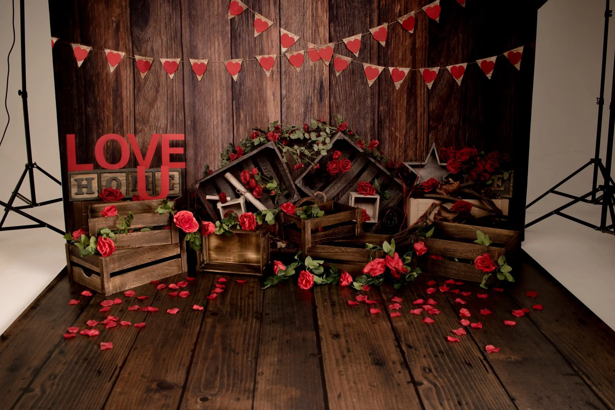 Kate Valentine's Day Rose Wooden Backdrop Designed by Jia Chan Photography - Image 5