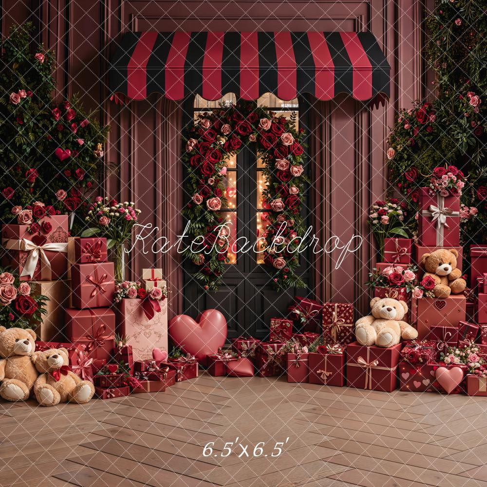 Kate Valentine's Day Rose Wreath Gift Teddy Bears Backdrop Designed by Emetselch - Image 2