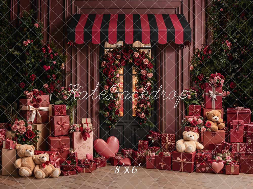 Kate Valentine's Day Rose Wreath Gift Teddy Bears Backdrop Designed by Emetselch - Image 3