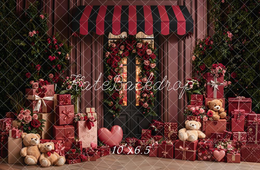 Kate Valentine's Day Rose Wreath Gift Teddy Bears Backdrop Designed by Emetselch - Image 4