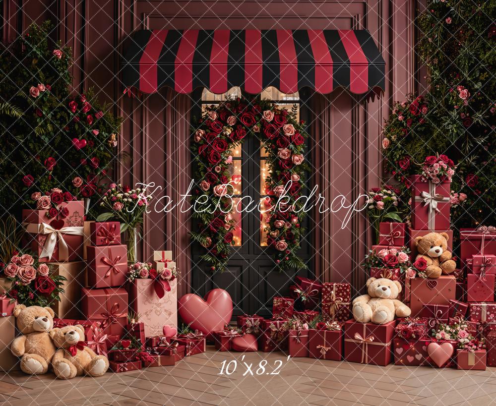 Kate Valentine's Day Rose Wreath Gift Teddy Bears Backdrop Designed by Emetselch - Image 6