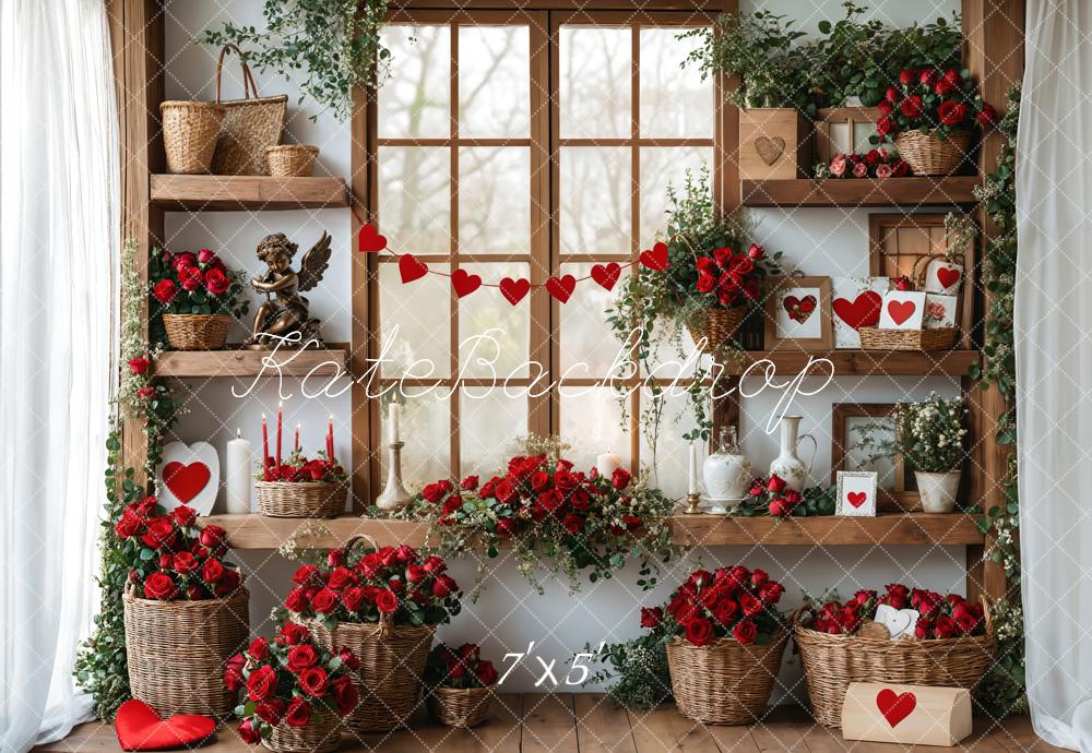 Kate Valentine's Day Roses Shelves Backdrop Designed by Emetselch - Image 2