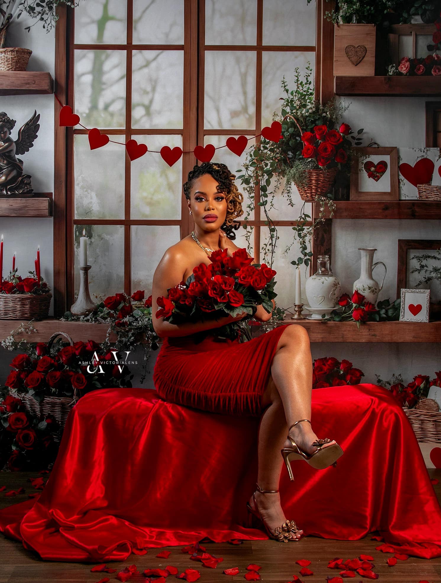 Kate Valentine's Day Roses Shelves Backdrop Designed by Emetselch - Image 5