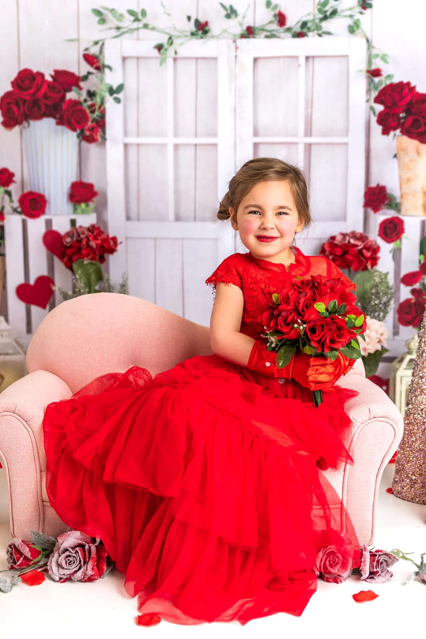 Kate Valentine's Day Roses White Wooden Backdrop Designed by Emetselch - Image 3