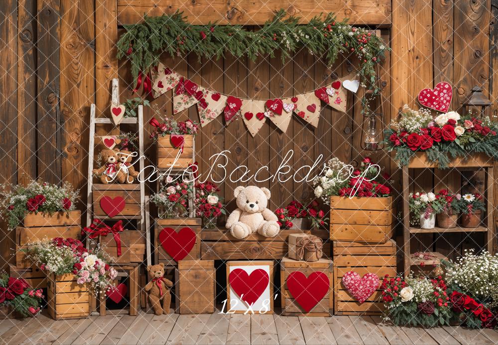Kate Valentine's Day Rustic Teddy Bear Heart Backdrop Designed by Emetselch - Image 7