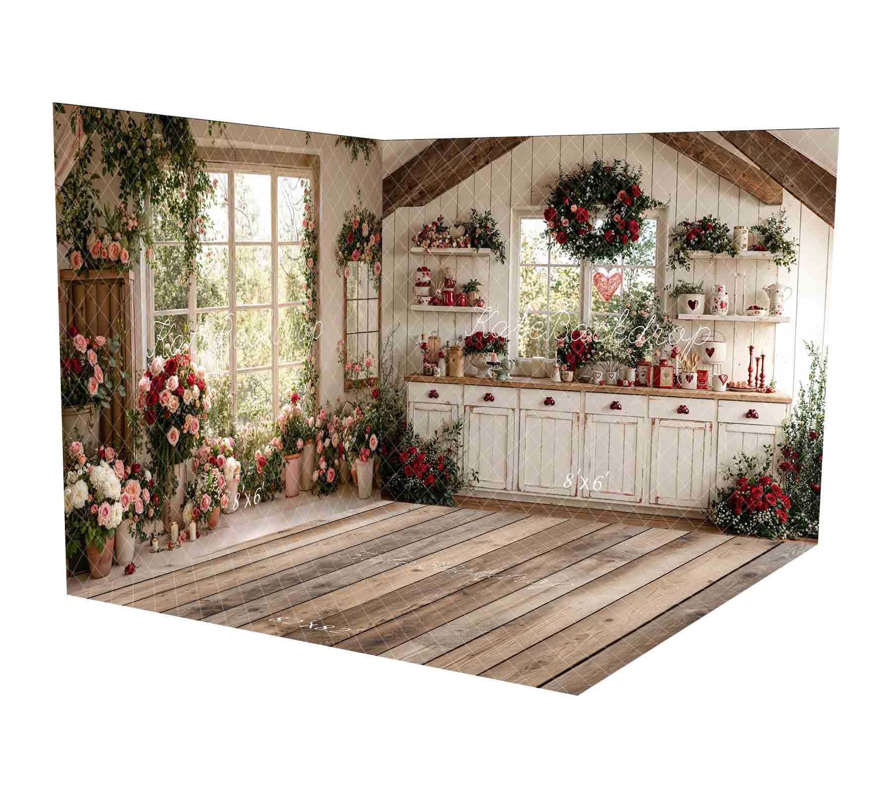Kate Valentine's Day Rustic White Kitchen Window Room Set - Image 2