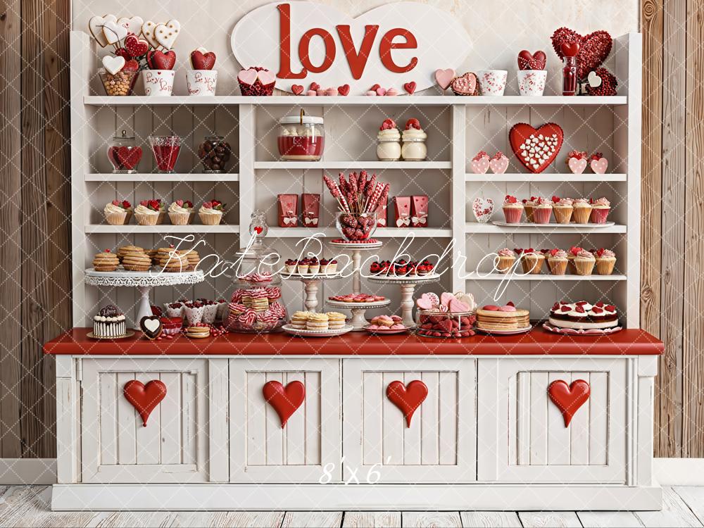 Kate Valentine's Day Sweets Cabinet Red Hearts Backdrop Designed by Emetselch - Image 3