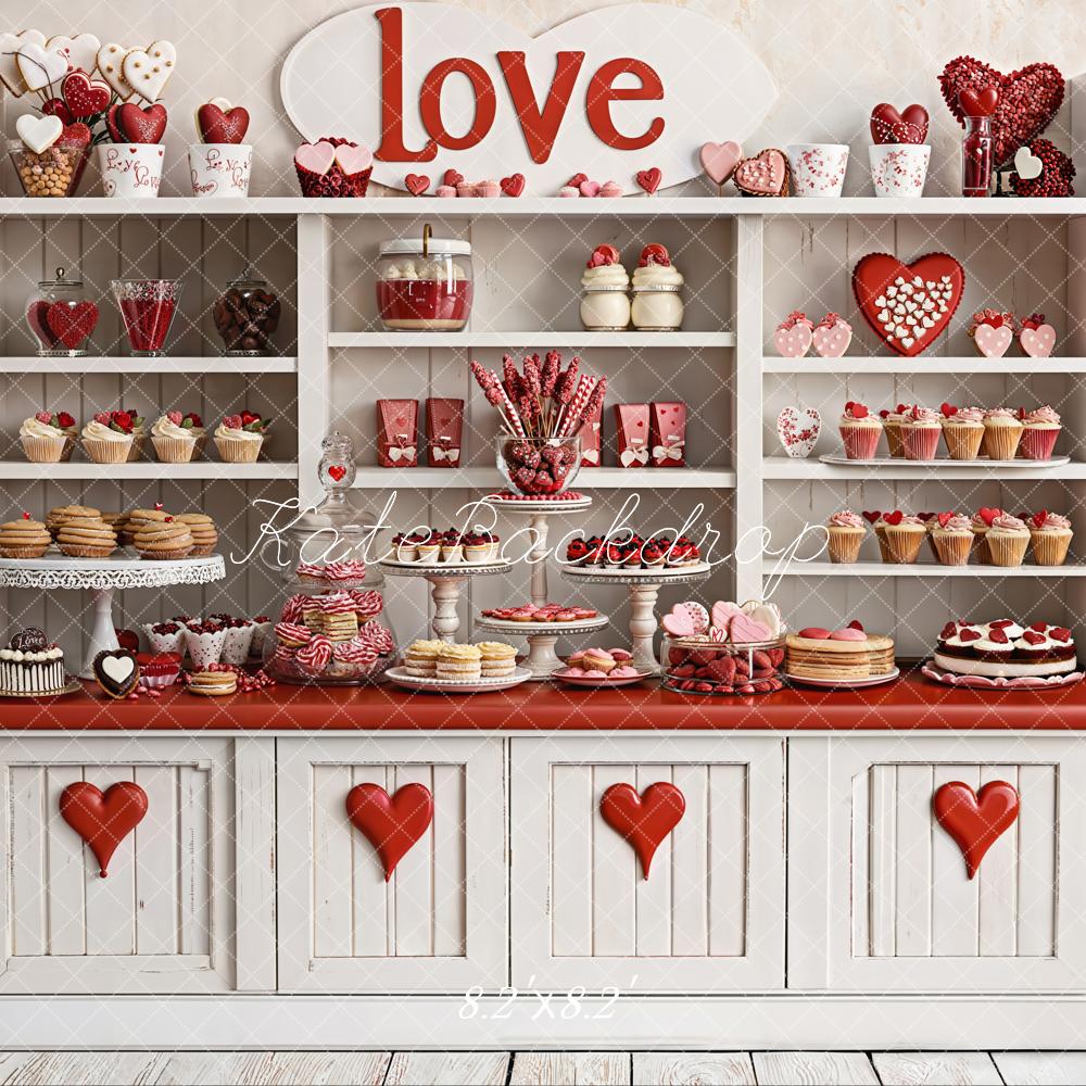 Kate Valentine's Day Sweets Cabinet Red Hearts Backdrop Designed by Emetselch - Image 5
