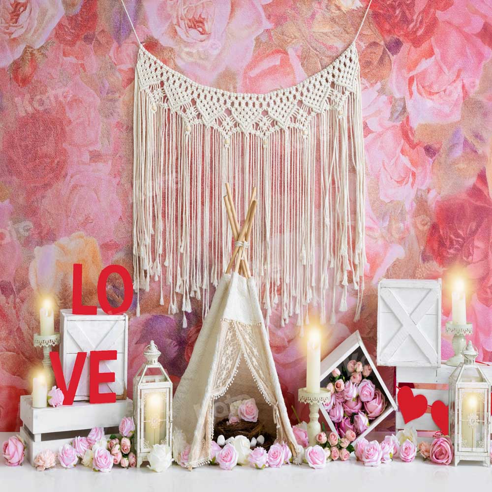 Kate Valentine's Day Tent Pink Love Backdrop Designed by Emetselch - Image 2