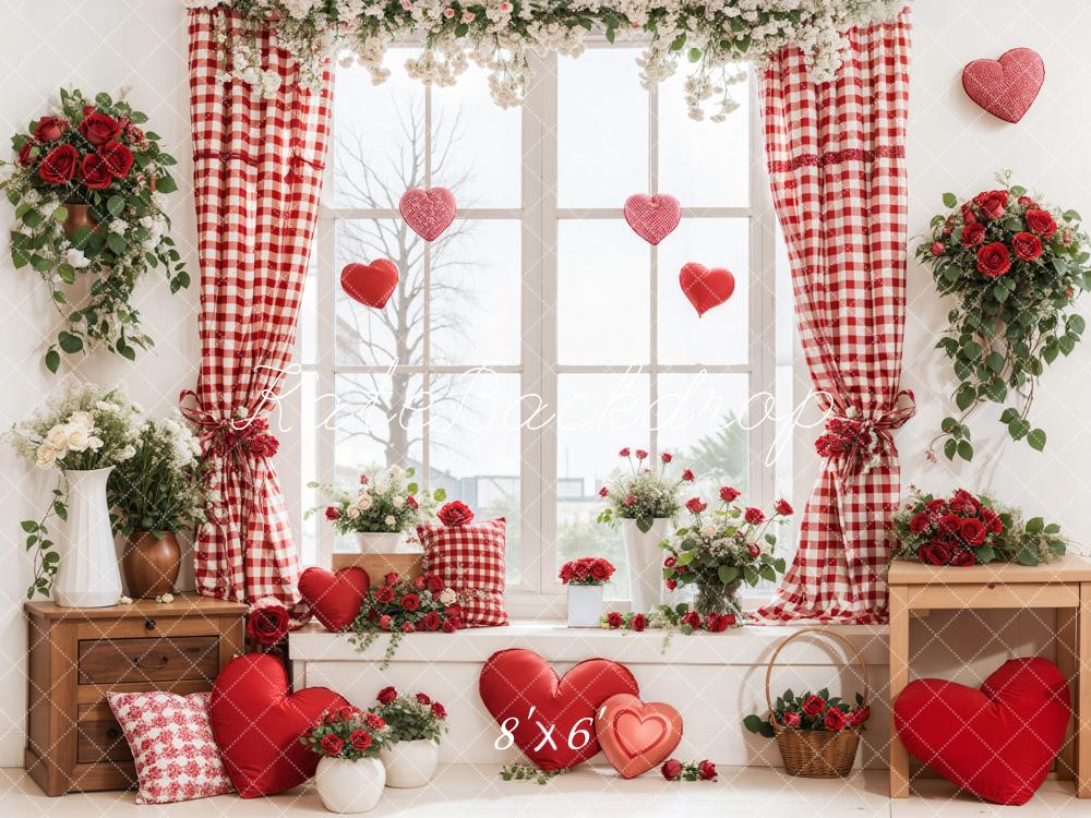 Kate Valentine's Day Window Floral Hearts Backdrop Designed by Emetselch - Image 3
