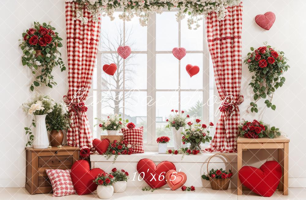 Kate Valentine's Day Window Floral Hearts Backdrop Designed by Emetselch - Image 4