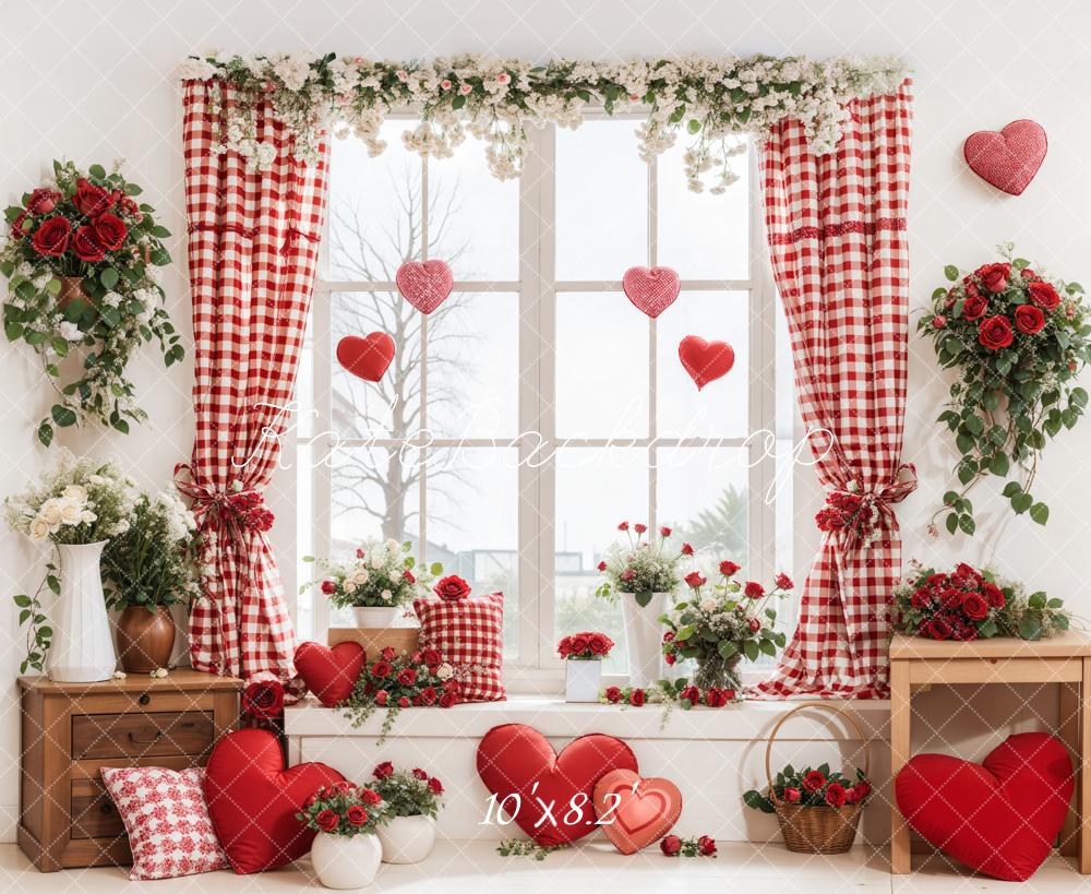 Kate Valentine's Day Window Floral Hearts Backdrop Designed by Emetselch - Image 6