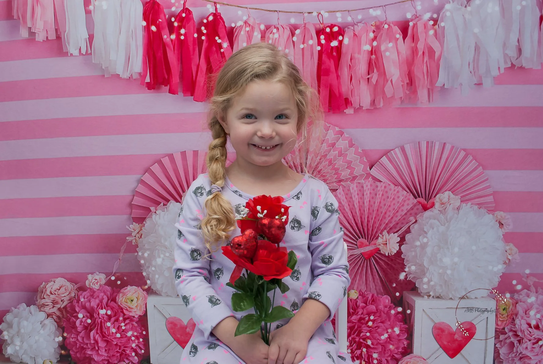 Kate Valentine's Day with Hearts and Stripes Backdrop Designed By Mandy Ringe Photography - Image 4