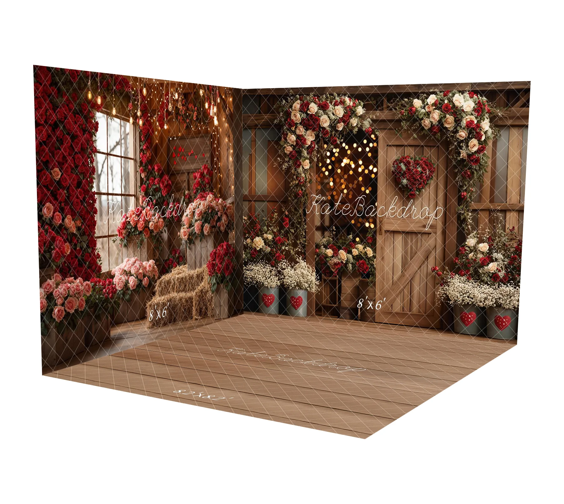 Kate Valentines Floral Arch Heart Wooden Barn Door Room Set - Image 2
