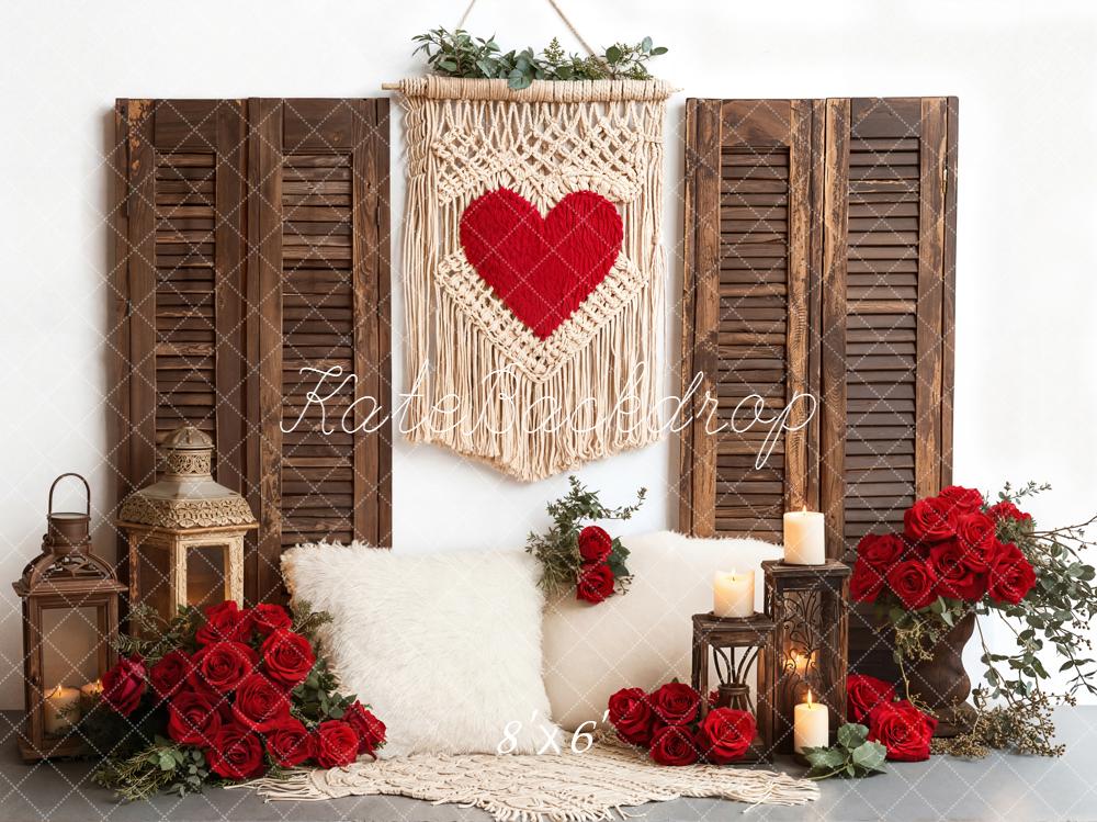 Kate Valentines Heart Macrame Roses Lanterns Backdrop Designed by Emetselch - Image 3