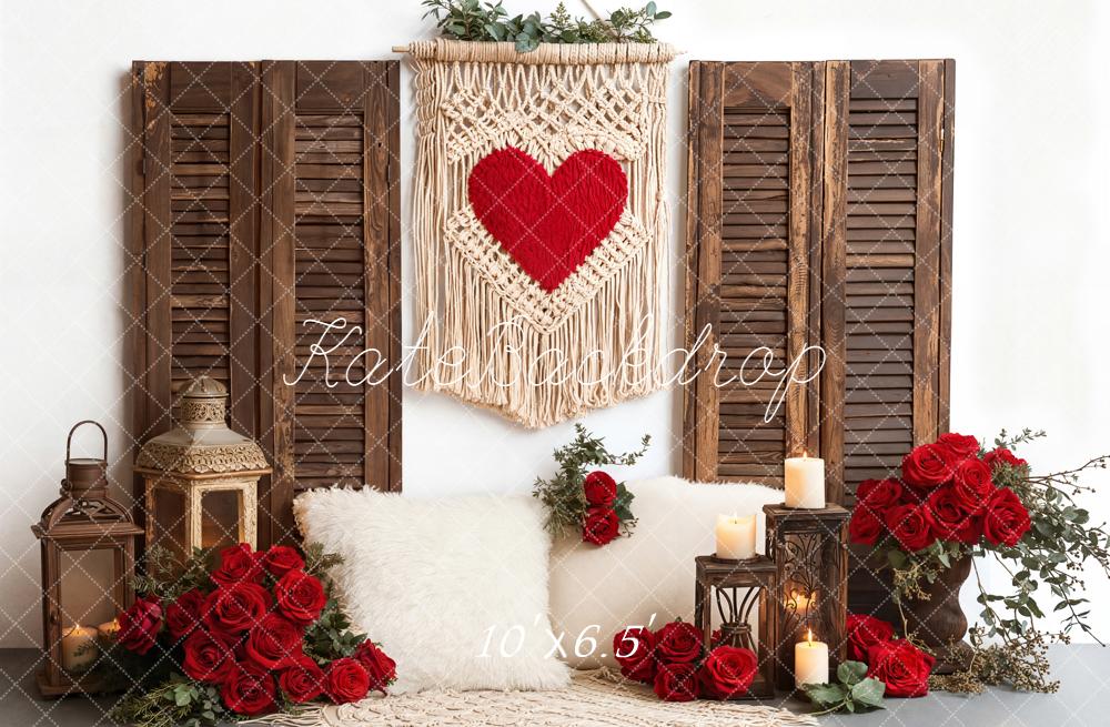 Kate Valentines Heart Macrame Roses Lanterns Backdrop Designed by Emetselch - Image 4