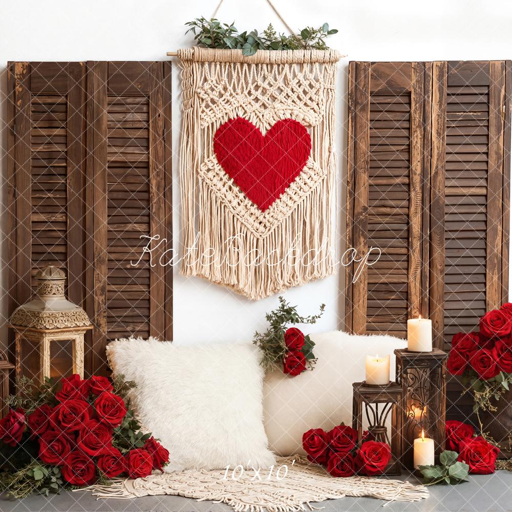 Kate Valentines Heart Macrame Roses Lanterns Backdrop Designed by Emetselch - Image 7