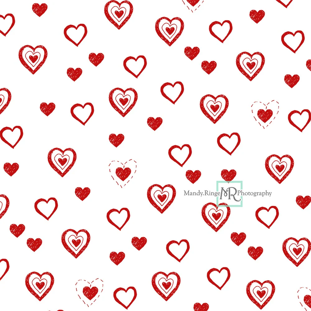Kate Valentine's Heart Red Doodles Backdrop Designed by Mandy Ringe Photography - Image 4