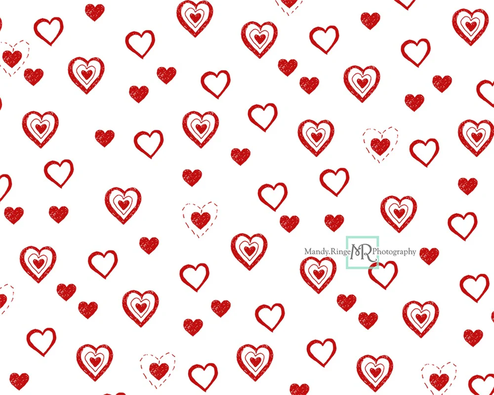 Kate Valentine's Heart Red Doodles Backdrop Designed by Mandy Ringe Photography - Image 5