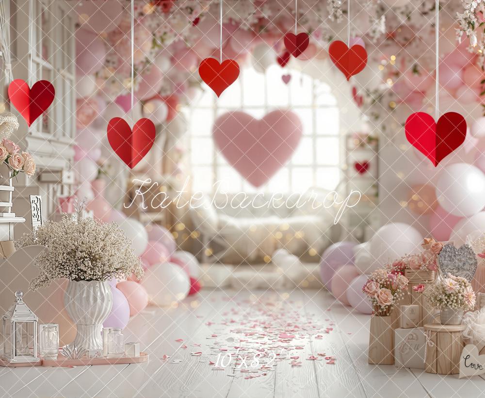 Kate Valentines Hearts Balloons Arch Fleece Backdrop Designed by Emetselch - Image 3