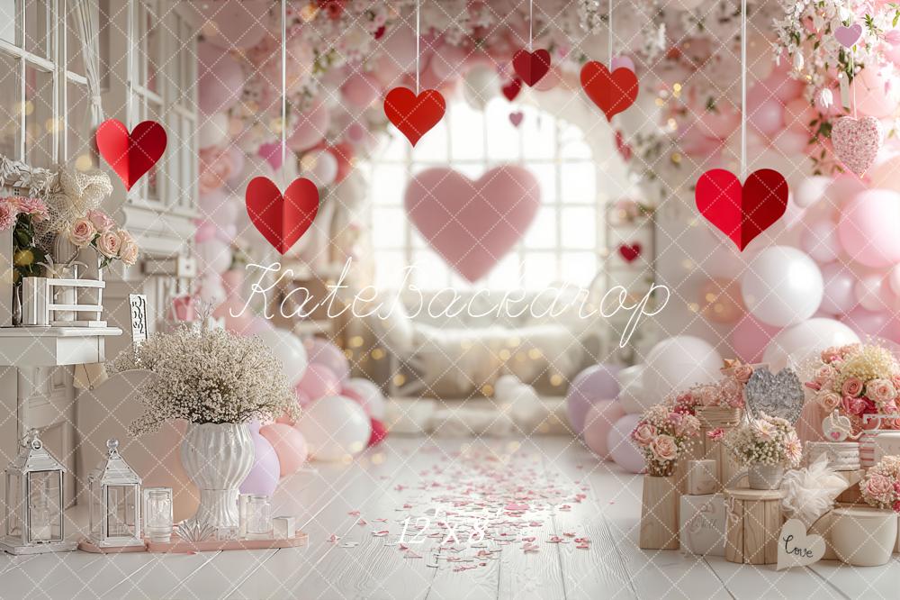 Kate Valentines Hearts Balloons Arch Fleece Backdrop Designed by Emetselch - Image 4