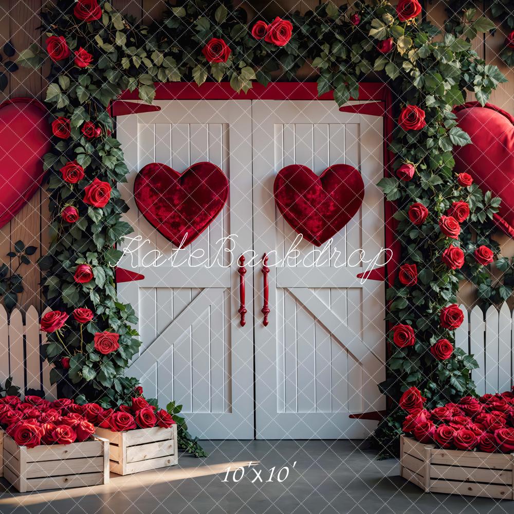 Kate Valentines Hearts Roses White Fence Backdrop Designed by Mini MakeBelieve - Image 7