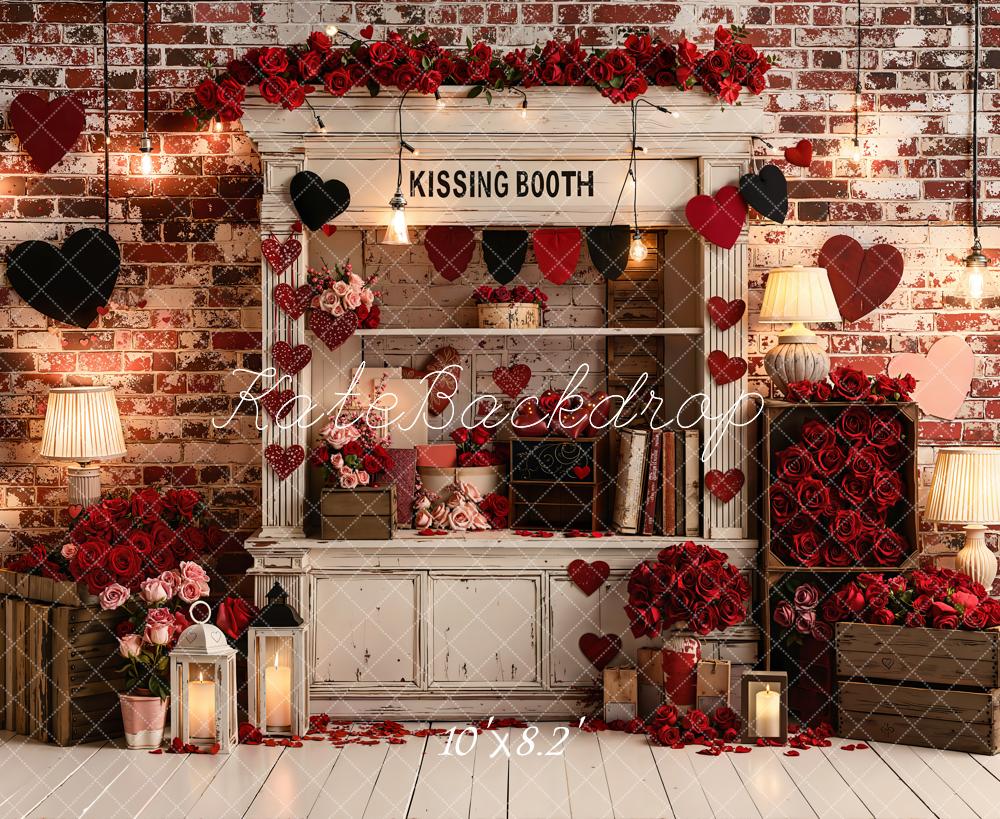 Kate Valentines Kissing Booth Hearts Red Brick Backdrop Designed by Emstselch - Image 6