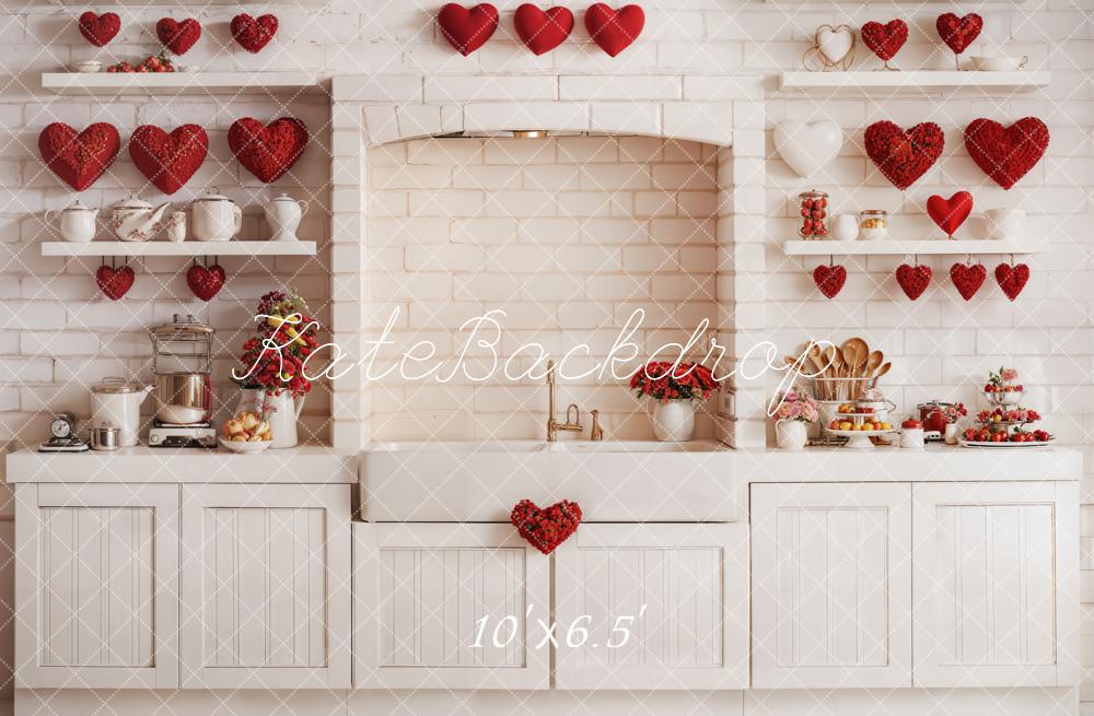 Kate Valentine's Kitchen Backdrop Red Heart Cabinets Designed by Emetselch - Image 6