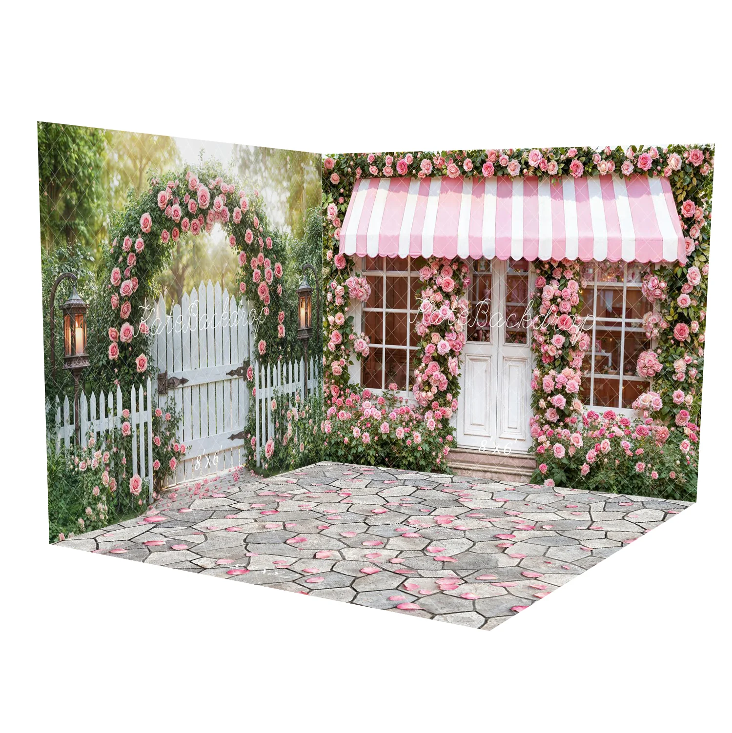 Kate Valentines Pink Rose Shop Striped Awning Room Set - Image 2