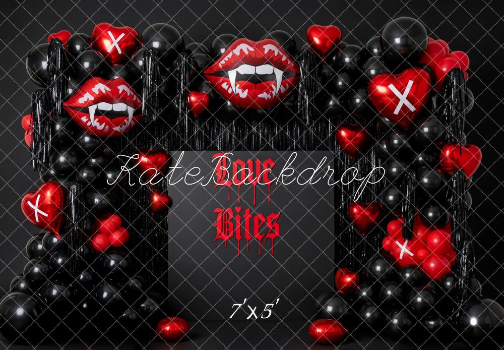 Kate Vampire Lips Heart Balloons Black Red Backdrop Designed by Patty Robert