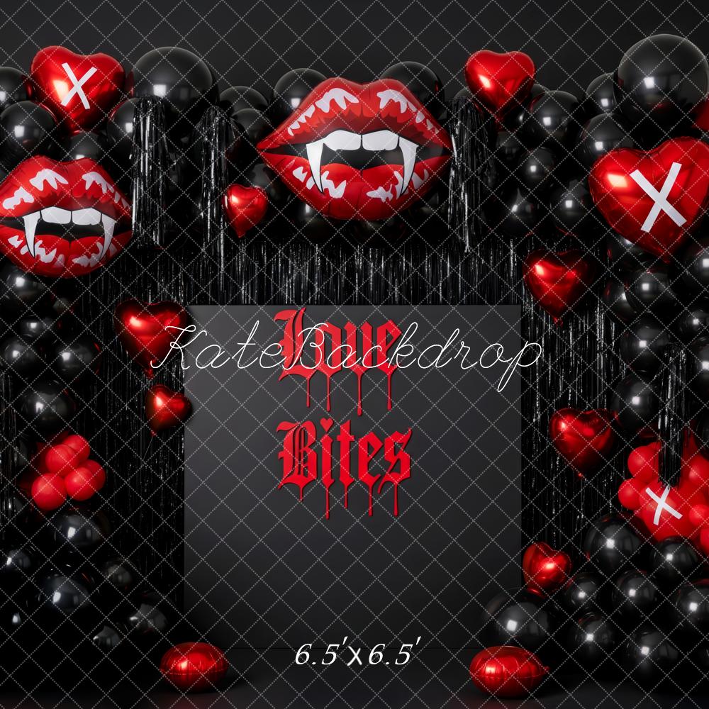 Kate Vampire Lips Heart Balloons Black Red Backdrop Designed by Patty Robert - Image 2