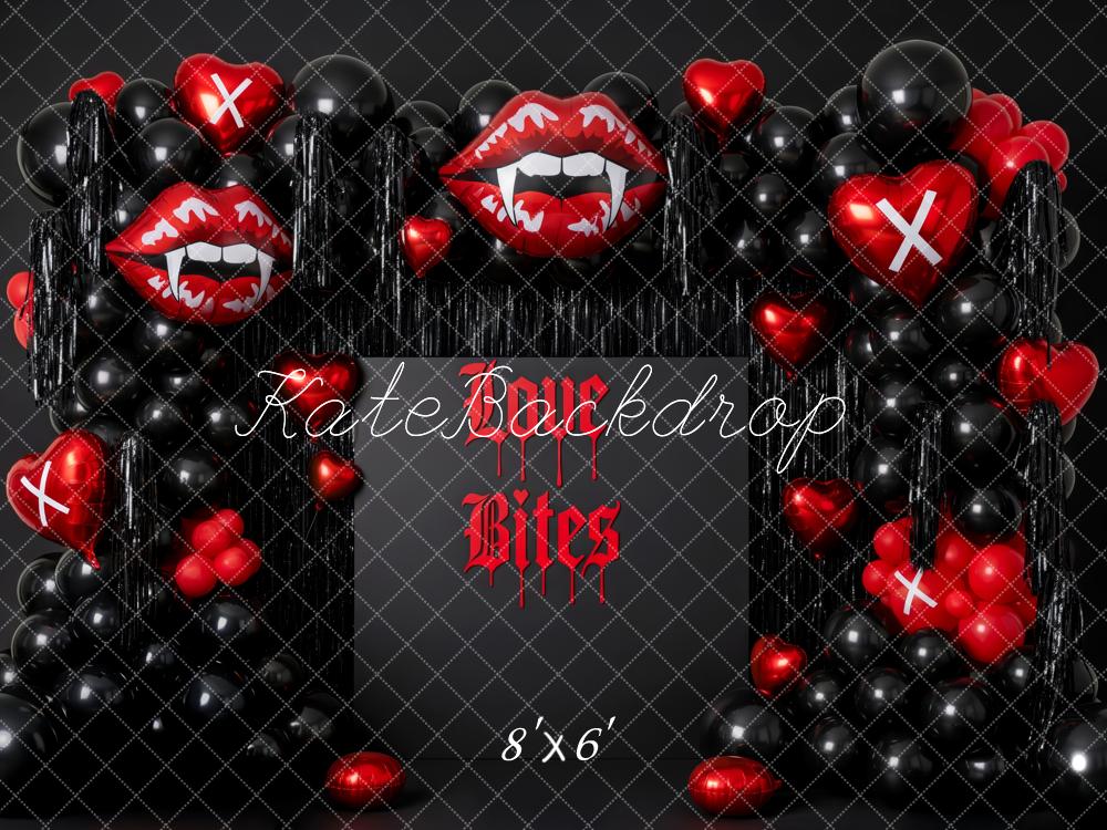 Kate Vampire Lips Heart Balloons Black Red Backdrop Designed by Patty Robert - Image 3